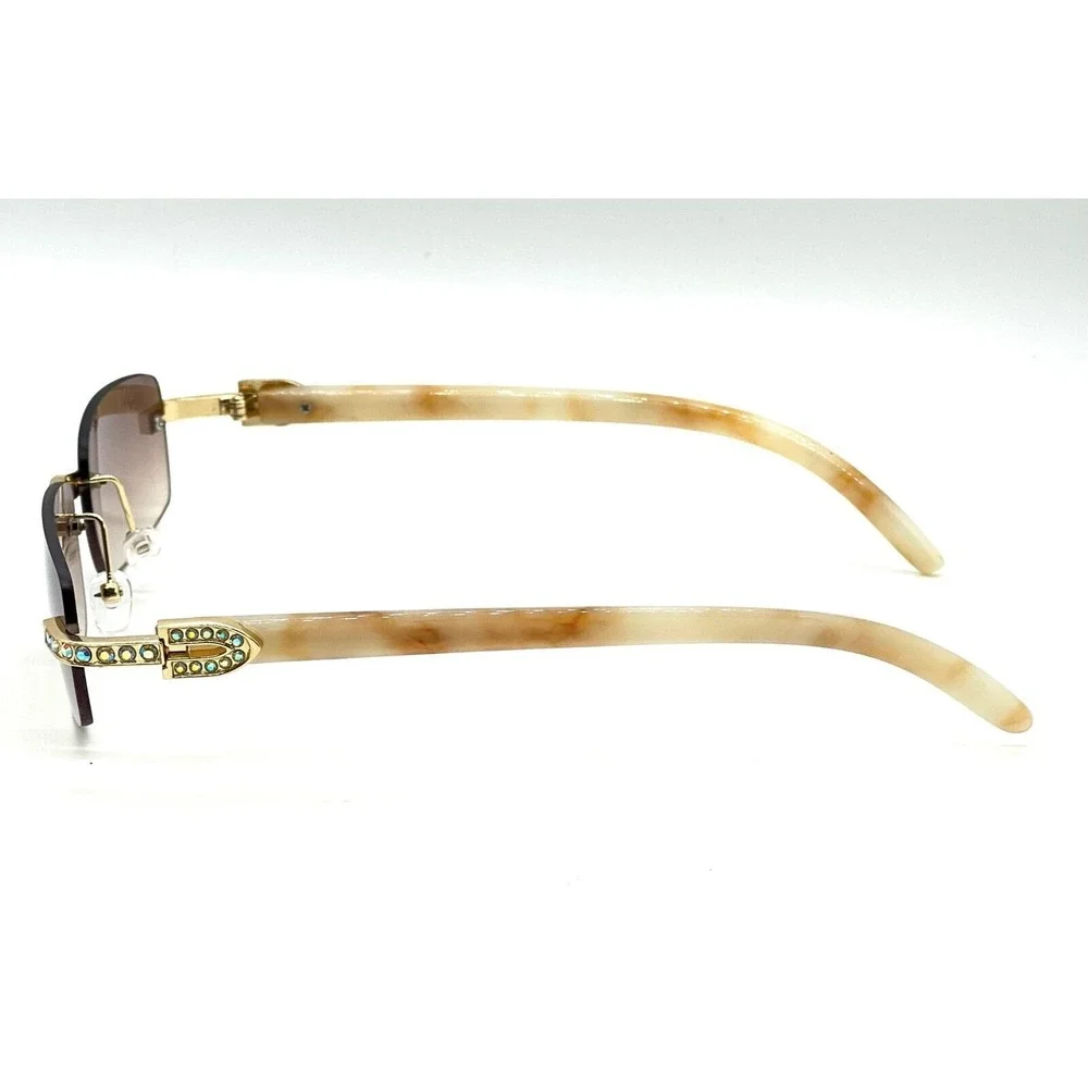 Men Diamond Sunglasses Men Rhinestone Gold Frame Classic Retro Small Frame Gafas